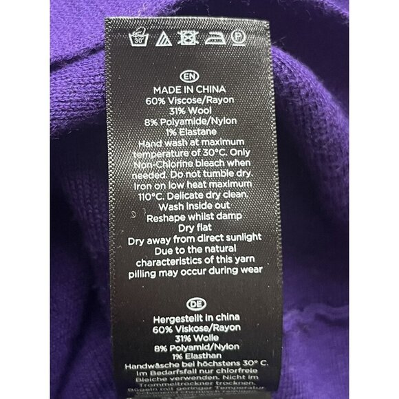 Hobbs London Purple Wool Blend Sweater Flared Hem M - Picture 4 of 6